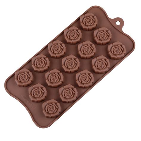 Cusimax Silicone 15 Rose Flower Shape Chocolate Molds Cake Moulds Cake