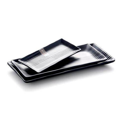 85 Inch Black Matte Rectangular Melamine Dinner Plates M414972ms Jamie