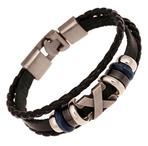 2016 Cross Charm Braided Men Bracelet Jewelry Hand Woven PU Leather ...