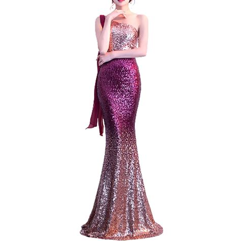 Idall Wedding Guest Dresses Prom Dresses Women S One Shoulder Sequin