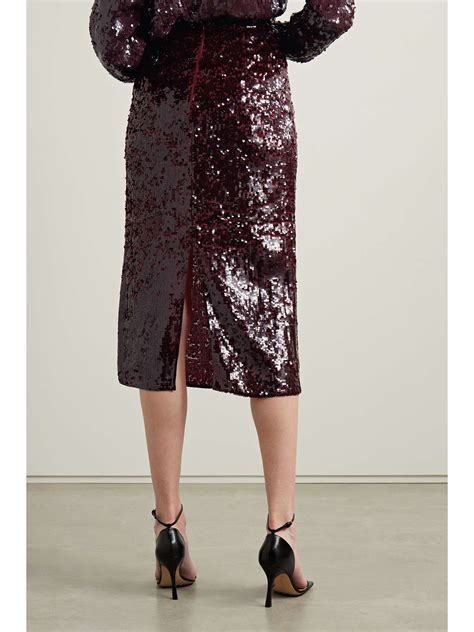 Erdem Maria Crystal Embellished Sequined Chiffon Midi Skirt Net A Porter