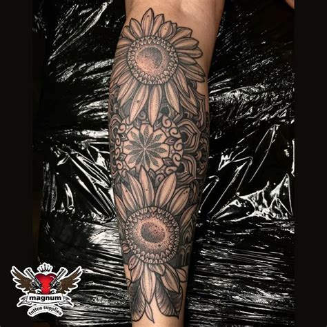 Geometric Sunflower Tattoos