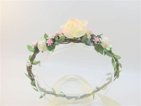 Pink Peony Flower Hair Wreath Wedding Flower Wreath Pink Etsy