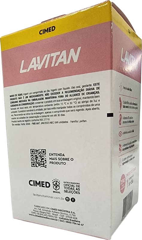 Cimed Lavitan Suplemento Alimentar Gestante Pré Natal Multi 30 Comprimidos