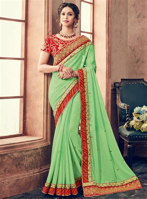 Sea Green Georgette Festival Wear Saree Saree Designs Party