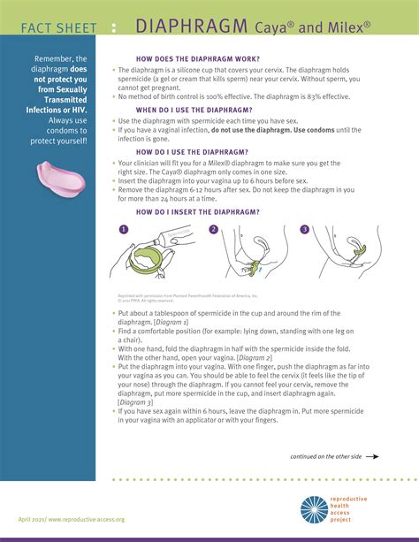 Diaphragm User Guide Reproductive Health Access Project Store