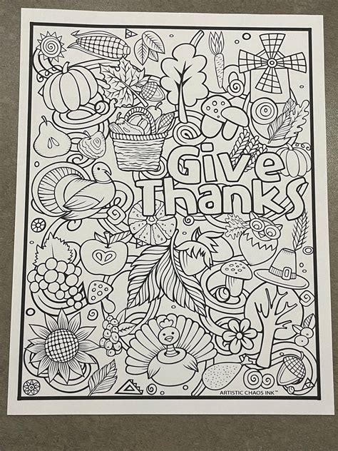 Thanksgiving Coloring Page Friendsgiving Coloring Placemat Etsy