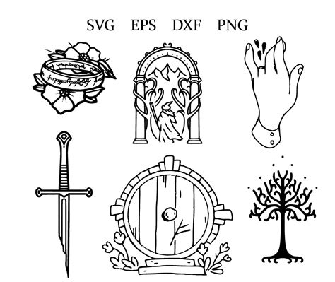 Lord of the Rings Svg LOTR Clipart Bundle One Ring Middle Earth Eps Dxf ...