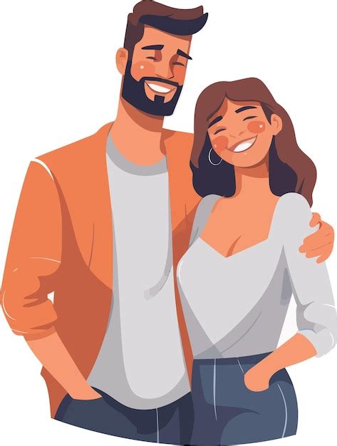 Una Caricatura De Una Pareja Abraz Ndose Y Sonriendo Vector Premium