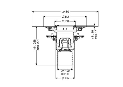 Ecoguss Project Drain Press Fl DN 100 Vert Variofix Slotted