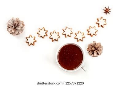 Overhead Photo Zimtsterne Traditional Christmas Cinnamon Stock Photo