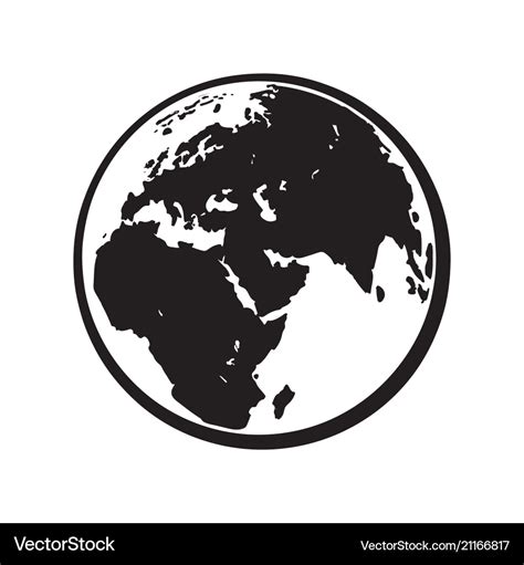 Globe Earth Icon Black And White Royalty Free Vector Image