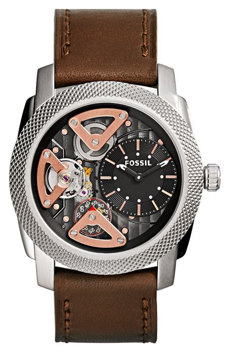 Fossil Machine Twist Leather Strap Watch 45mm Nordstrom