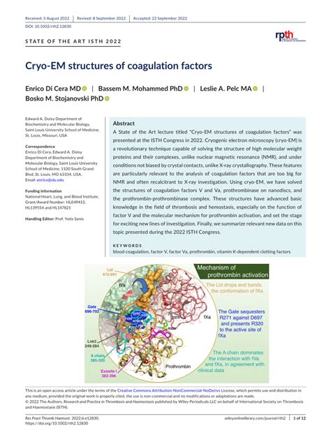 Pdf Cryoem Structures Of Coagulation Factors