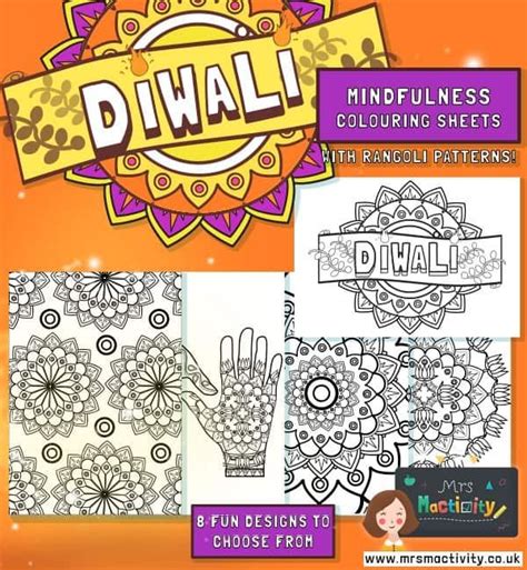 Diwali Rangoli Pattern Mindfulness Colouring Pages Mrs Mactivity