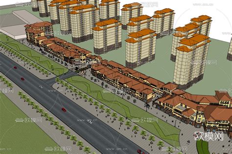 欧式高层小区规划免费su模型下载id10381033sketchup模型下载 欧模网