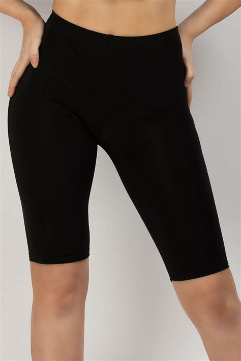 Black Slinky High Waist Cycling Shorts Uk