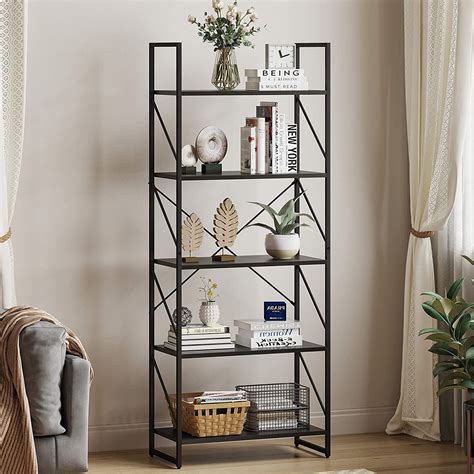 Dextrus 5 Tier Bookcase Storage Shelves 65 In Ladder Bookshelf