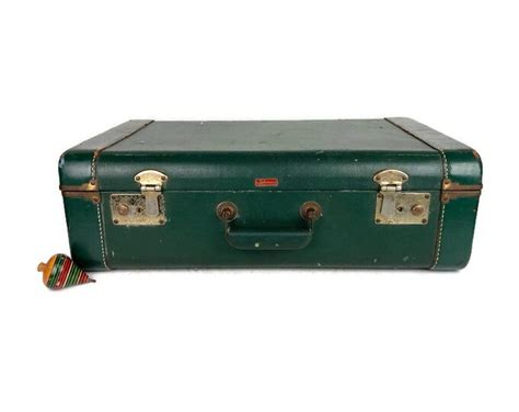 Vintage Green Suitcase 1950s Liebermann Mid Century Modern Luggage