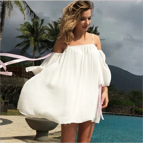 Sweet White Chiffon Beach Dress Women Summer Dress Spaghetti Strap