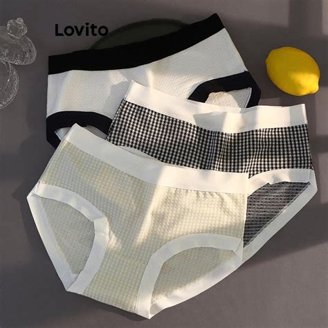 Lovito Women Casual Plain Contrast Binding Panties Lnl Shopee