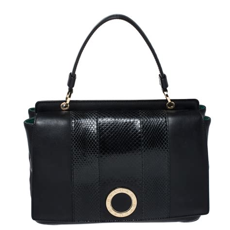 Bvlgari Black Leather And Python Top Handle Bag Bvlgari The Luxury Closet