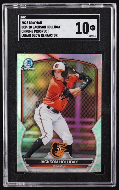 Jackson Holliday 2023 Bowman BCP 20 Chrome Prospects Lunar Glow