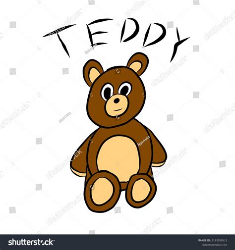 Cute Brown Teddy Bear Funny Drawing Stock Vector Royalty Free