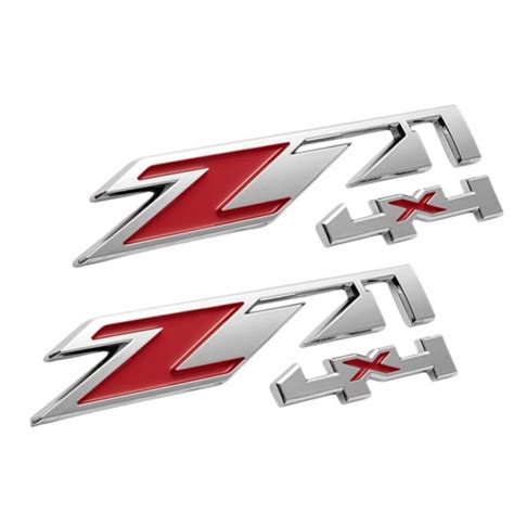 2pcs Z71 4x4 Emblem Badges For Gmc Chevy Silverado Sierra Tahoe Chrome W Red Ebay