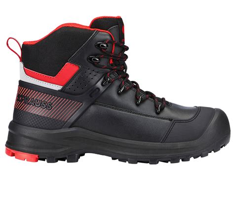 S Safety Boots E S Katavi Mid Black Red Strauss