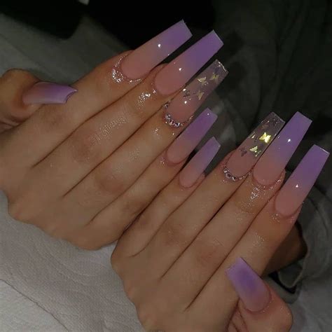 Ilytokyo 🤍 Long Square Acrylic Nails Gel Nails Purple Acrylic Nails