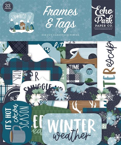 Echo Park Cardstock Ephemera 33 Pkg Frames Tags Snowed In 793888098565