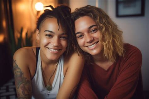 Premium AI Image Lovely Lesbian Couple Having A Good Time Practicing Mindfulness Meditation