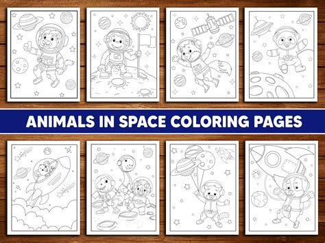 Animals in Space Astronaut Coloring Page Graphic by Sassyart66 ...