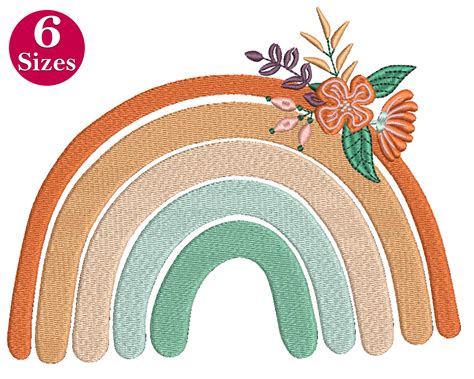 Boho Rainbow Embroidery Design Machine Embroidery File Etsy