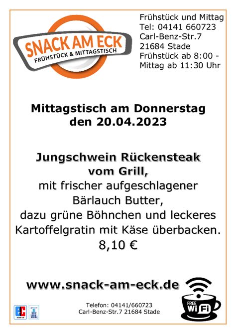 Mittagstisch Am Donnerstag Den 20 04 2023 Snack Am Eck Mittagstisch