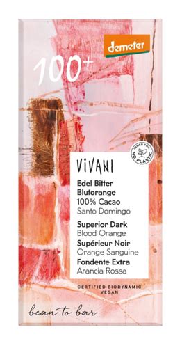 Vivani Superior Dark 100 Cacao Blood Orange 90GR De Online Drogist