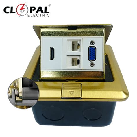 Buy Clopal Golden Square Pop-Up Floor VGA + Telephone + Internet + HDMI Socket With Box Online ...