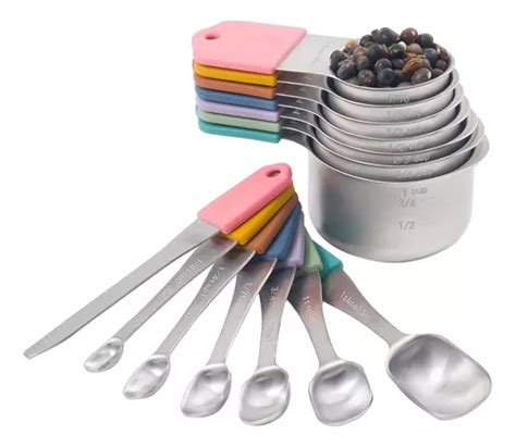 Set De Tazas Y Cucharas Medidoras De Acero Inox 14 Piezas Cuotas