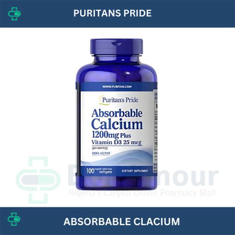 Buy Puritans Pride Absorbable Calcium 1200mgx 100 Sgel