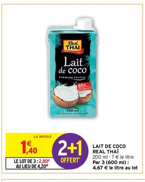 Promo Lait de Coco Real Thaï chez Intermarché