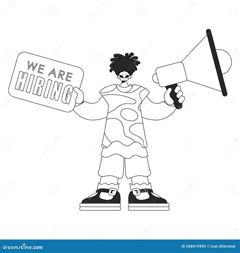 Capable Hr Specialist Man Holding A Megaphone Hr Topic Linear