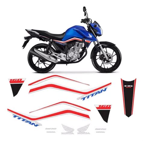 Kit Adesivos Tanque Moto Honda Cg Titan 160 2018 Até 2020 Cor Vermelho