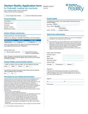 Fillable Online Medafford Co Sanlam Reality Application Form For