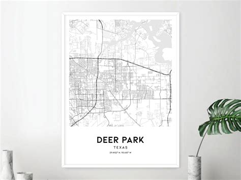 Deer Park Map Print, Deer Park Map Poster Wall Art, Tx City Map, Texas ...