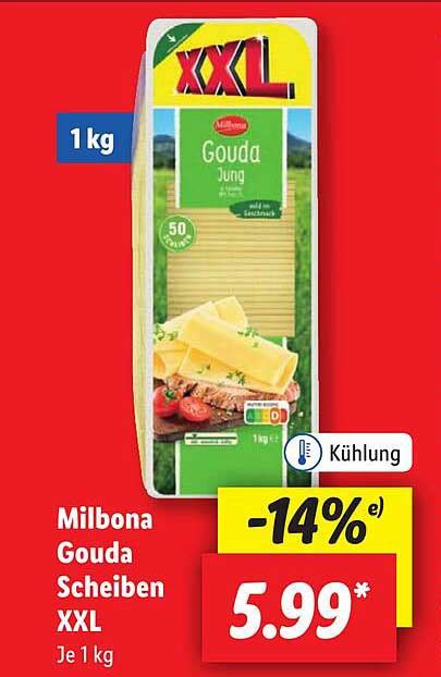 Milbona Gouda Scheiben XXL Angebot Bei Lidl 1Prospekte De