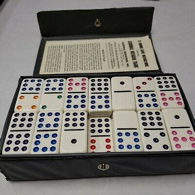 Vintage Set Double Nine Dominoes By Cardinal In Gray Vinyl Case By