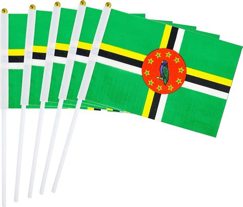 25 Pack Hand Held Small Mini Flag Dominic Dominicans Flag Stick Flag Round Top