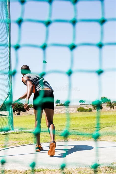 Athlete Throwing Discus In Stadium Stock Image Image Of Discus Male