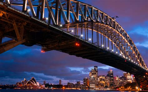 Download Wallpapers Harbour Bridge Sydney Opera House Night